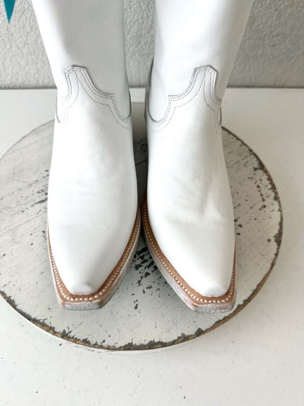Lane EMMA JANE White Cowboy Boots Western Cowgirl Mid Calf Tall Snip Toe Sz 7 - Picture 6 of 11